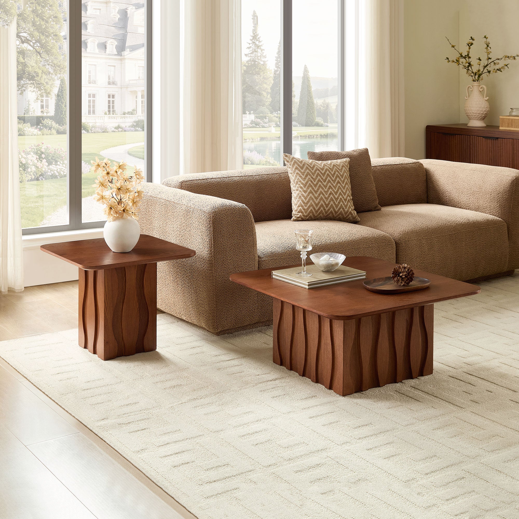 2-Piece Nesting Square Coffee Table Set