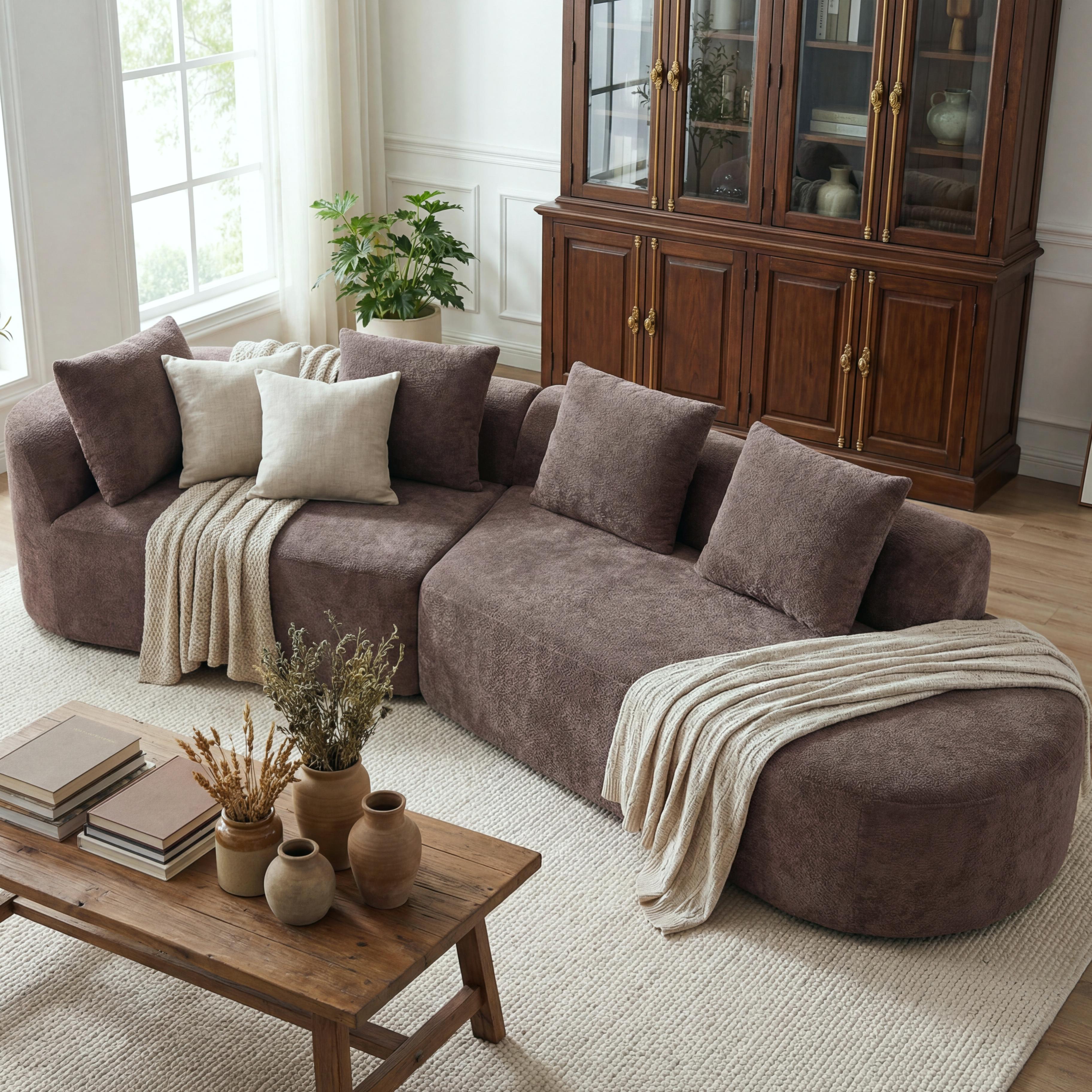 116" Modern Curved Sectional Sofa with Chaise Lounge