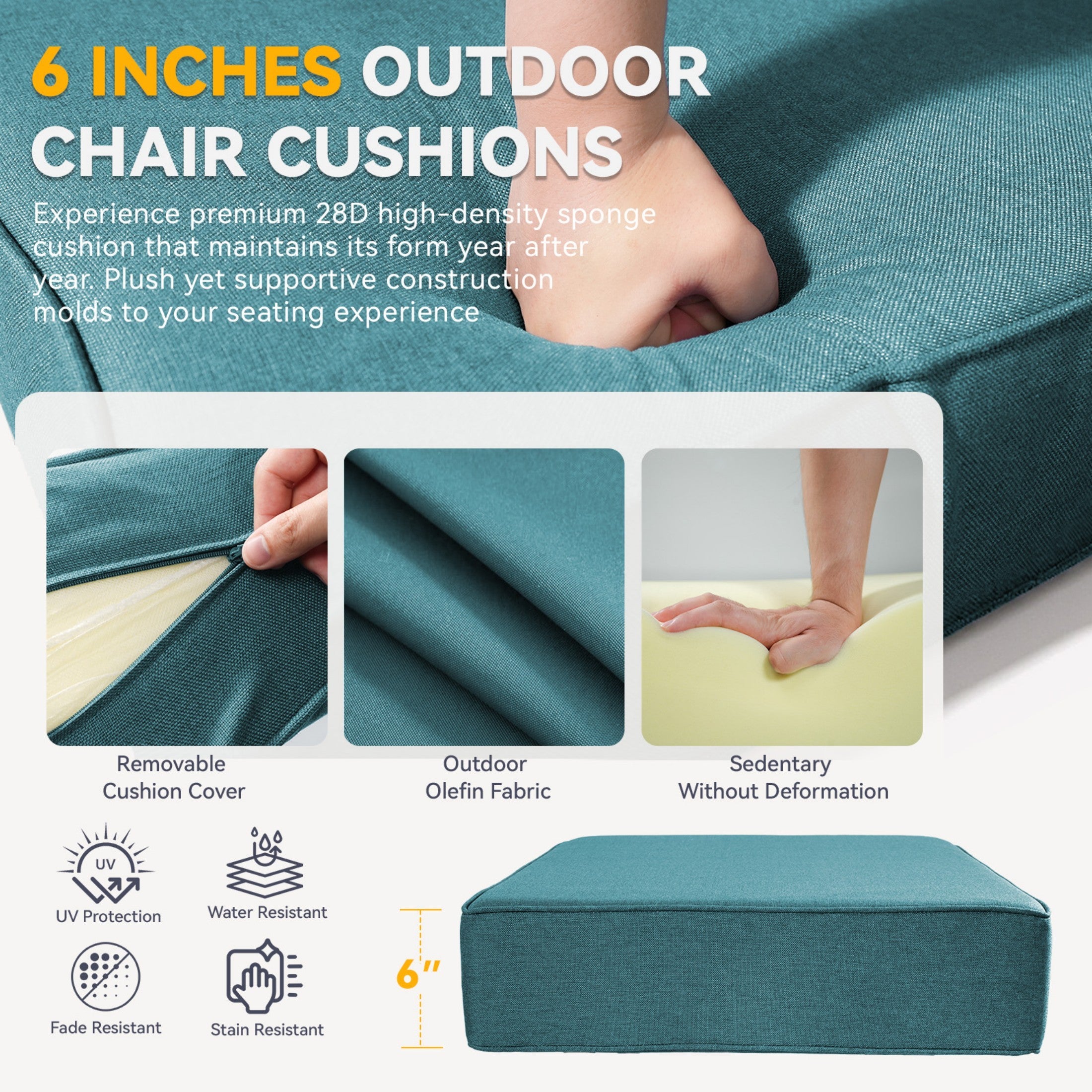 6" Thicker Outdoor Chair Cushion Set