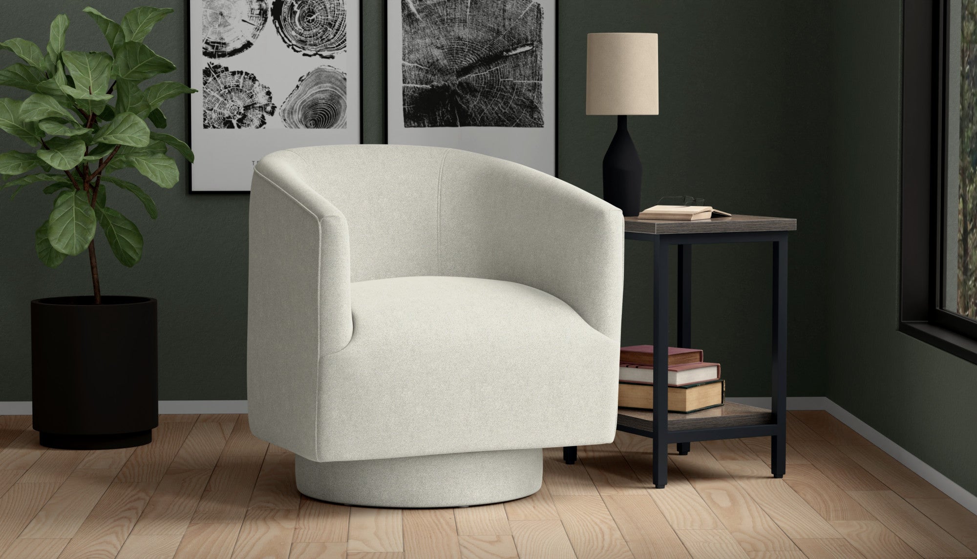 White Swivel Accent Chair