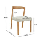 Solid Rubber Wood Dining Chairs (Natural Oak+Beige) - Set of 2