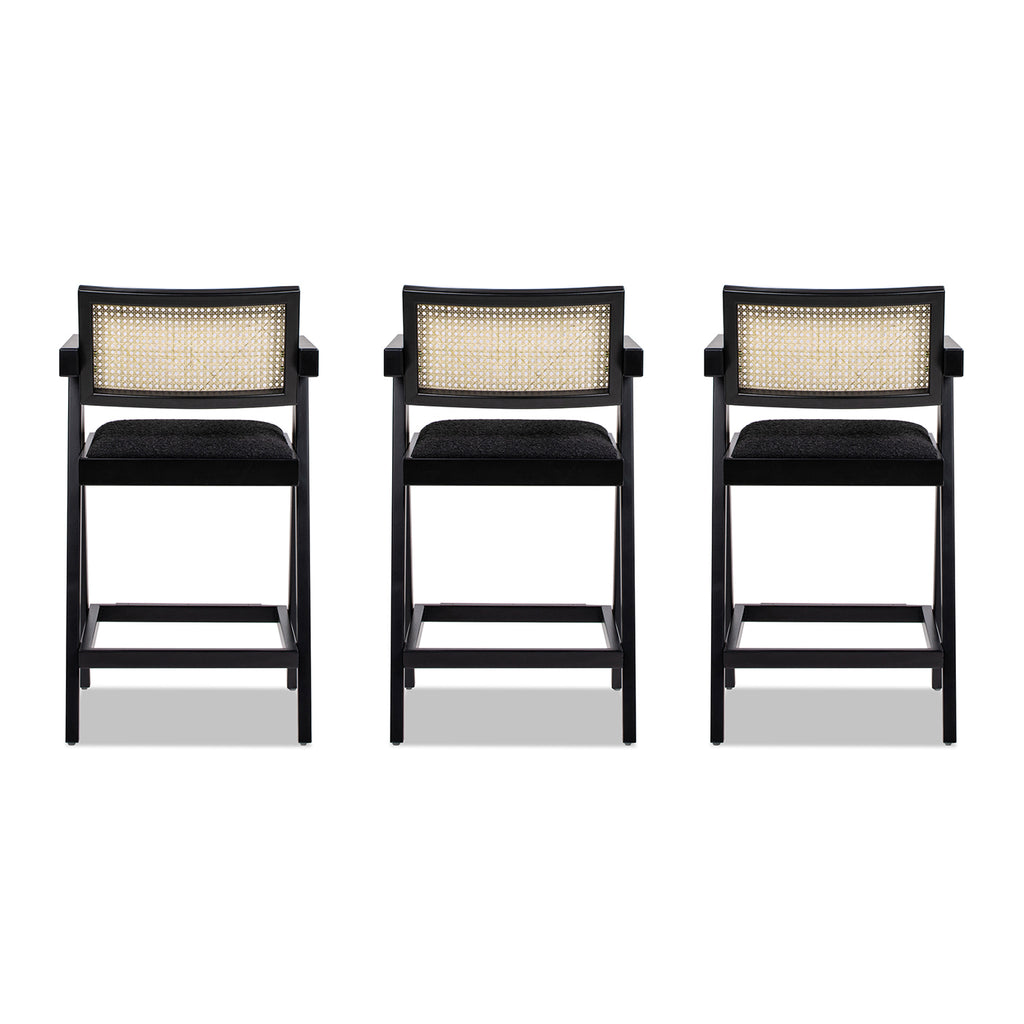 Milan 25.5" Modern Resin Webbing Back Bar Stool Set of 3