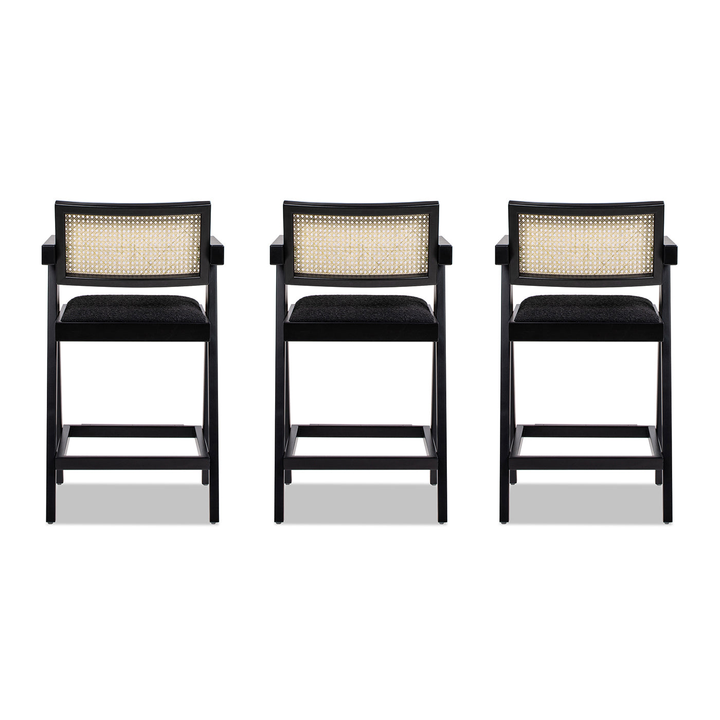 Milan 25.5" Modern Resin Webbing Back Bar Stool Set of 3