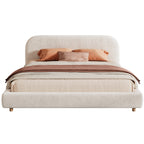 California King Size Upholstered Bed With Boucle Fabric