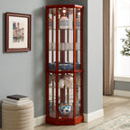 6 Shelf Lighted Corner Curio Cabinet with Adjustable Shelves