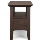 Acadian Solid Wood Narrow Side Table with Drawer in Brunette