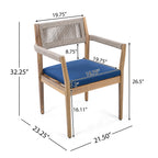 Braided Acacia Wood Outdoor Dining Chairs Set of 2