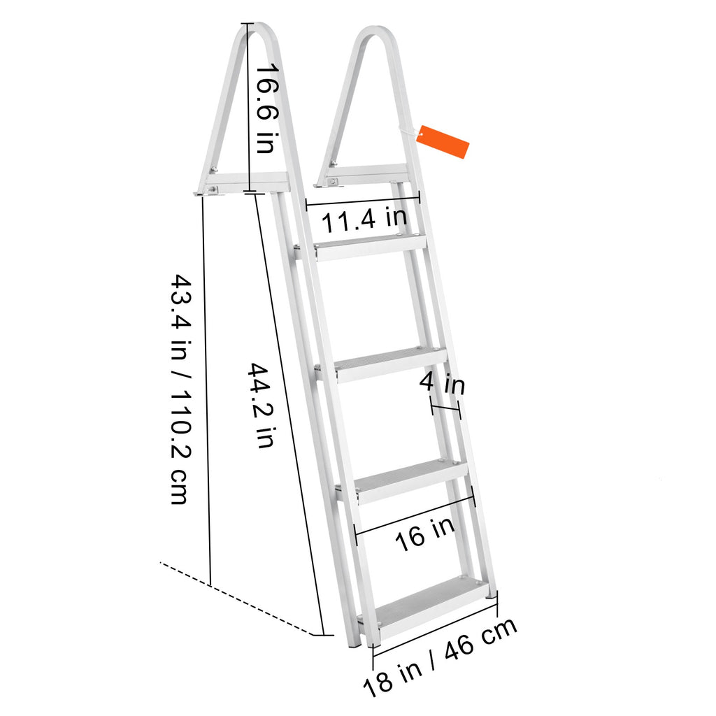 Removable 4-Step Dock Ladder with 350 lbs Load Capacity