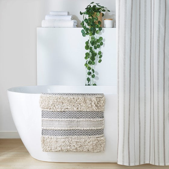 Woven Texture Stripe Bath Rug