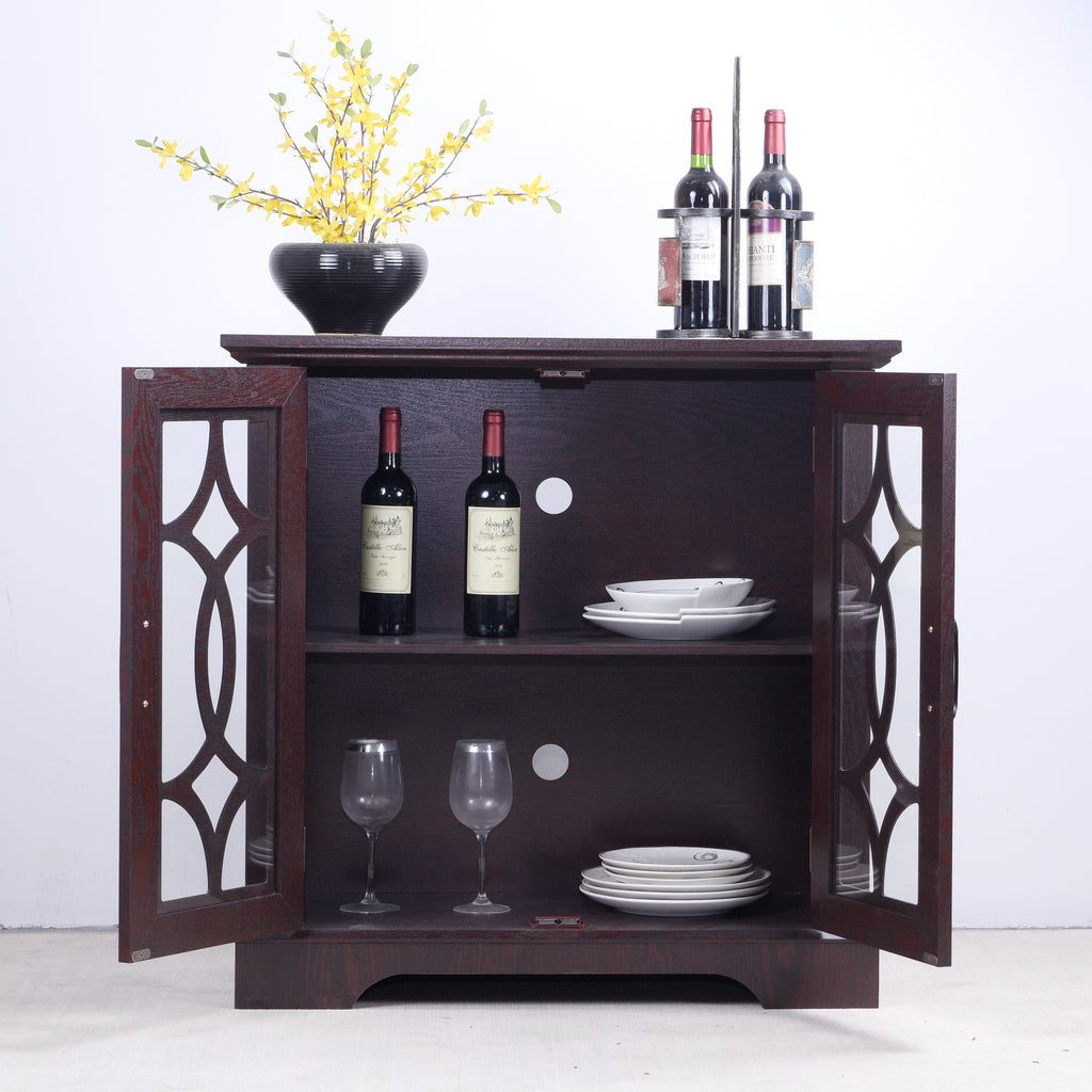 Spacious Size Sideboard with 2 Clear Tempered Glass Doors