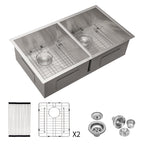 16 Gauge Stainless Steel Undermount Double Bowl Kitchen Sink