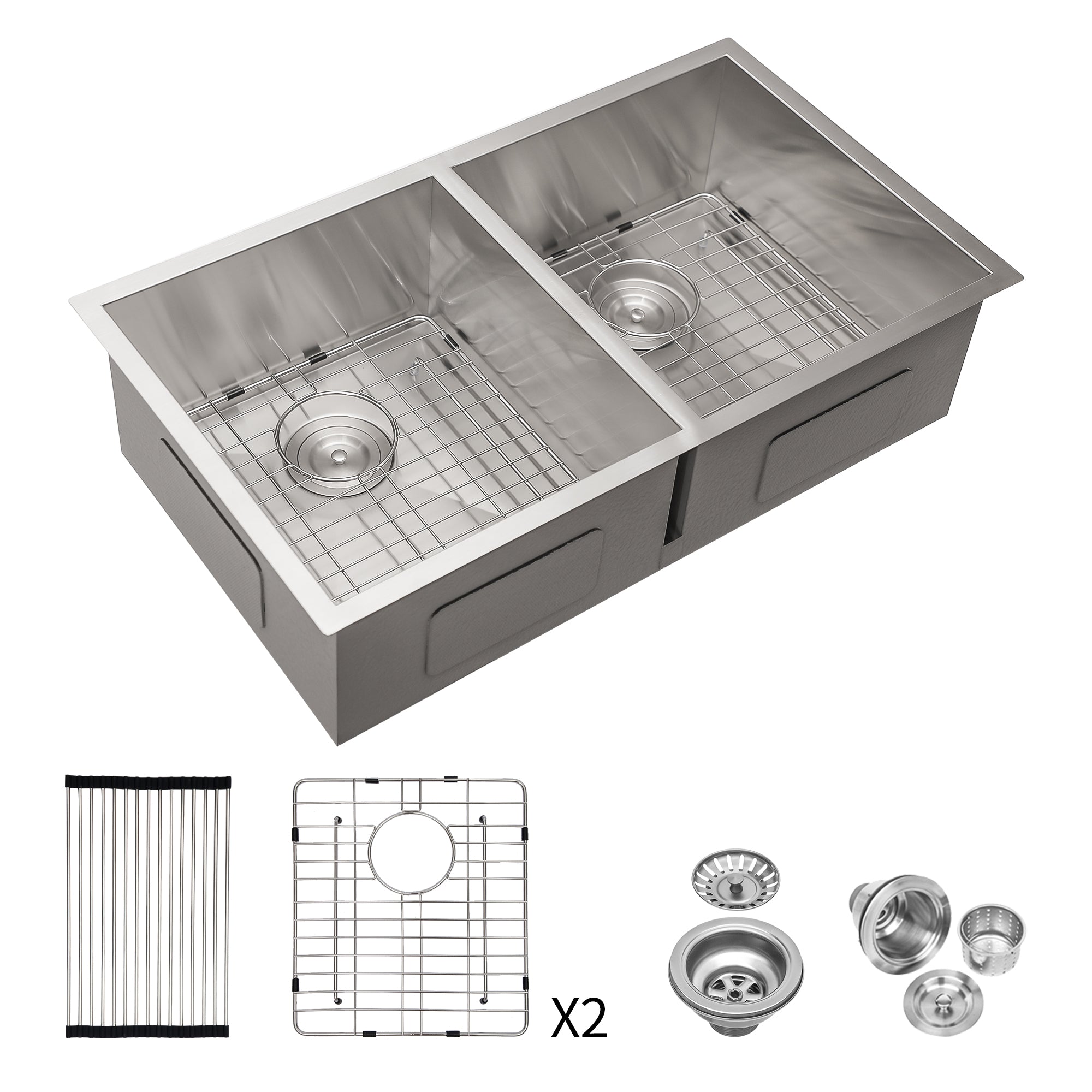 16 Gauge Stainless Steel Undermount Double Bowl Kitchen Sink