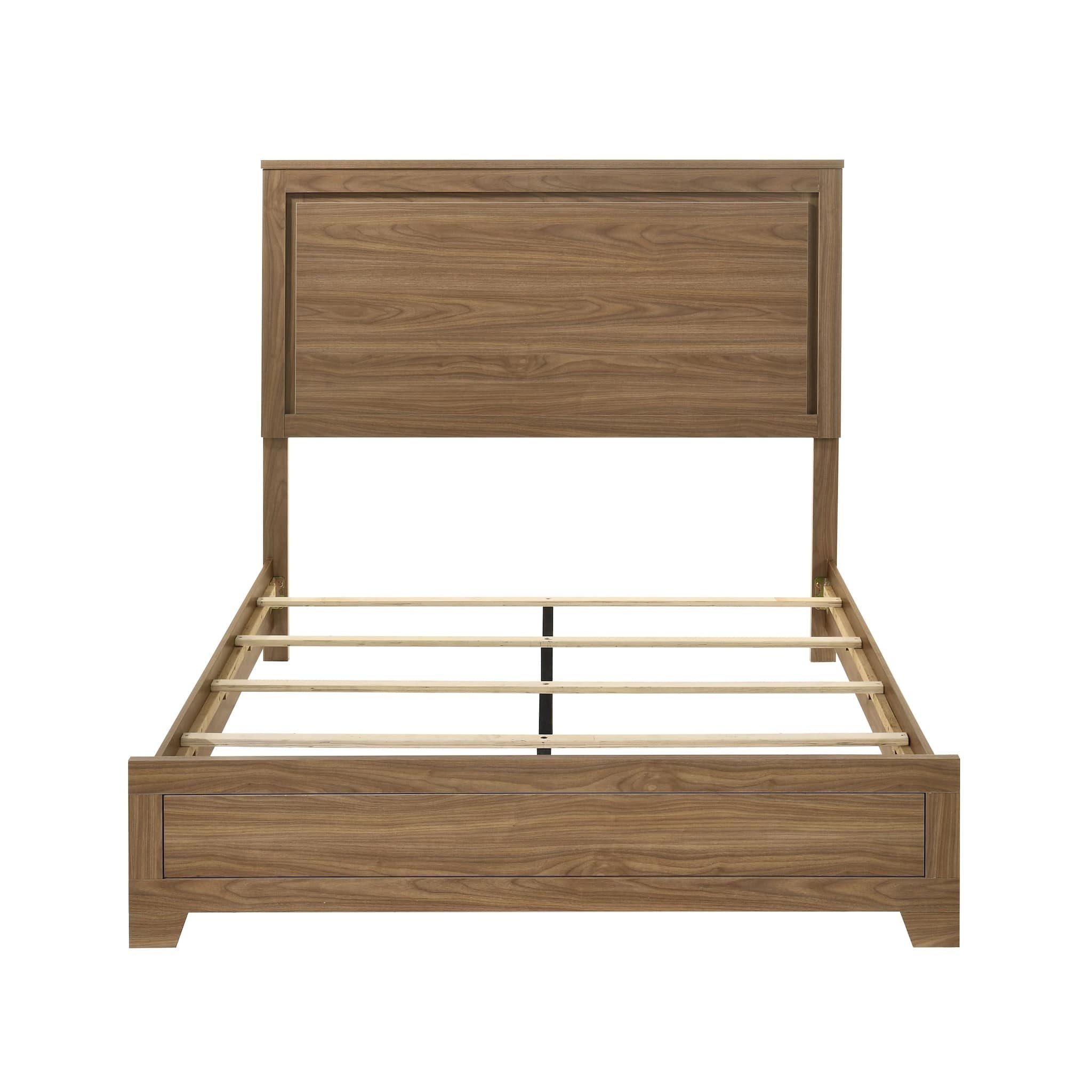 Walnut / Chestnut 3pc Queen Size Bedroom Set with Nightstands