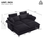 Deep Seat Sectional Sofa with Ottomans