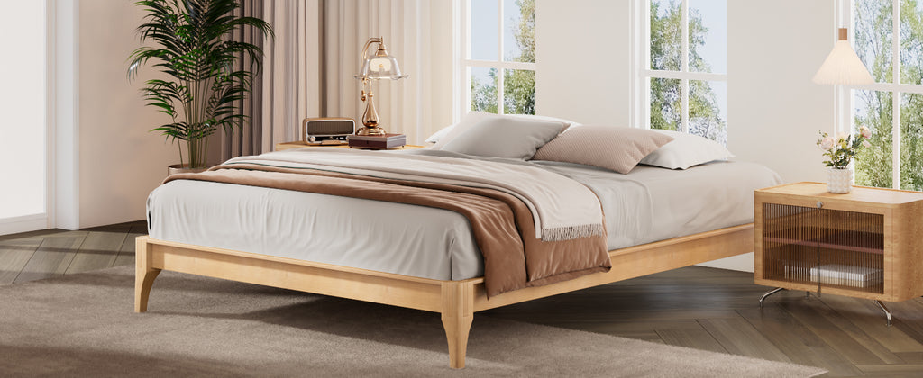 12 Inch Queen Size Solid Dry Bamboo Wood Platform Bed Frame