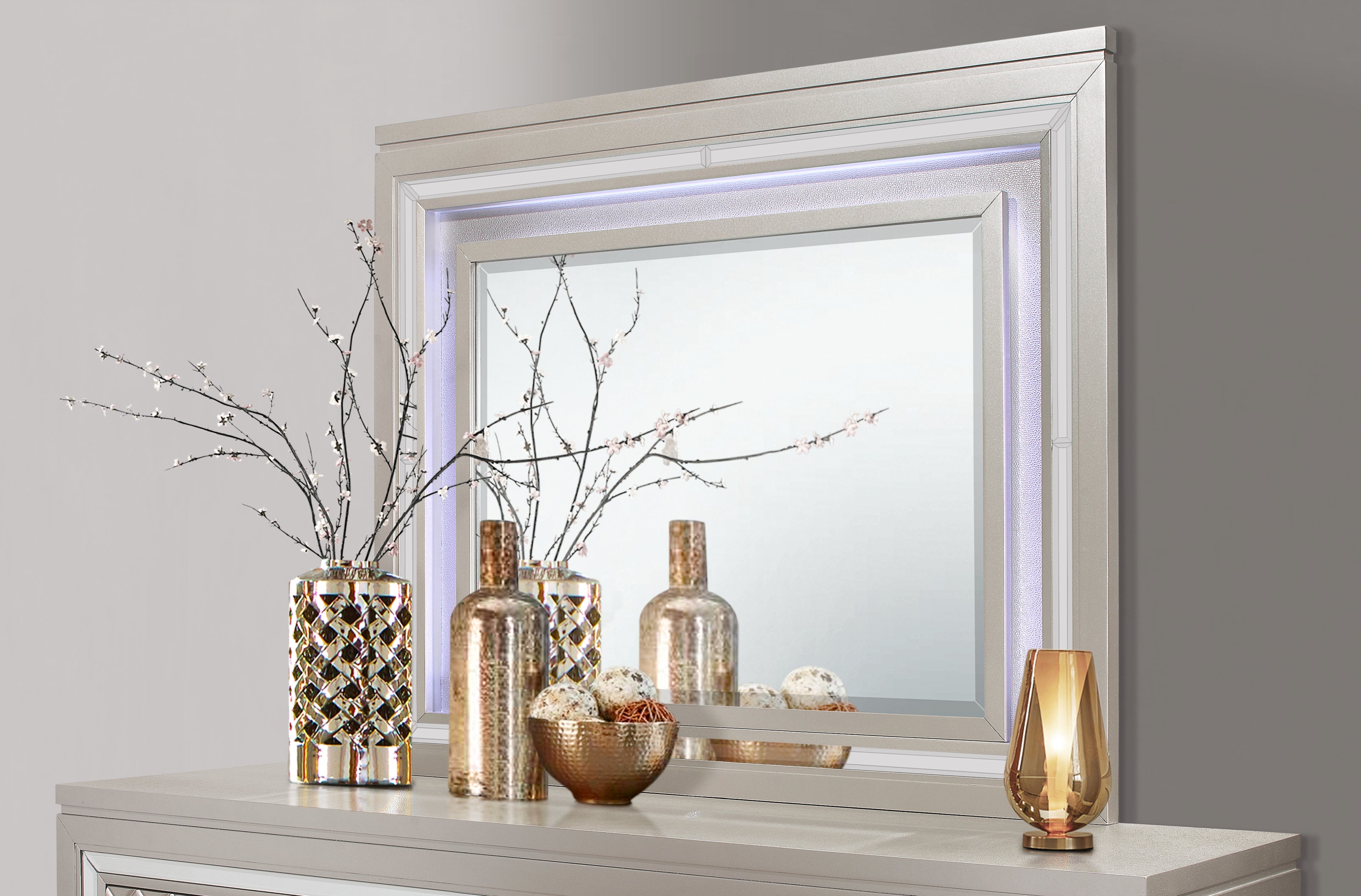 Cross Champagne Mirror With LED