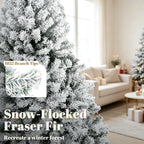9 ft Pre-Lit Flocked Fraser Fir Artificial Christmas Tree