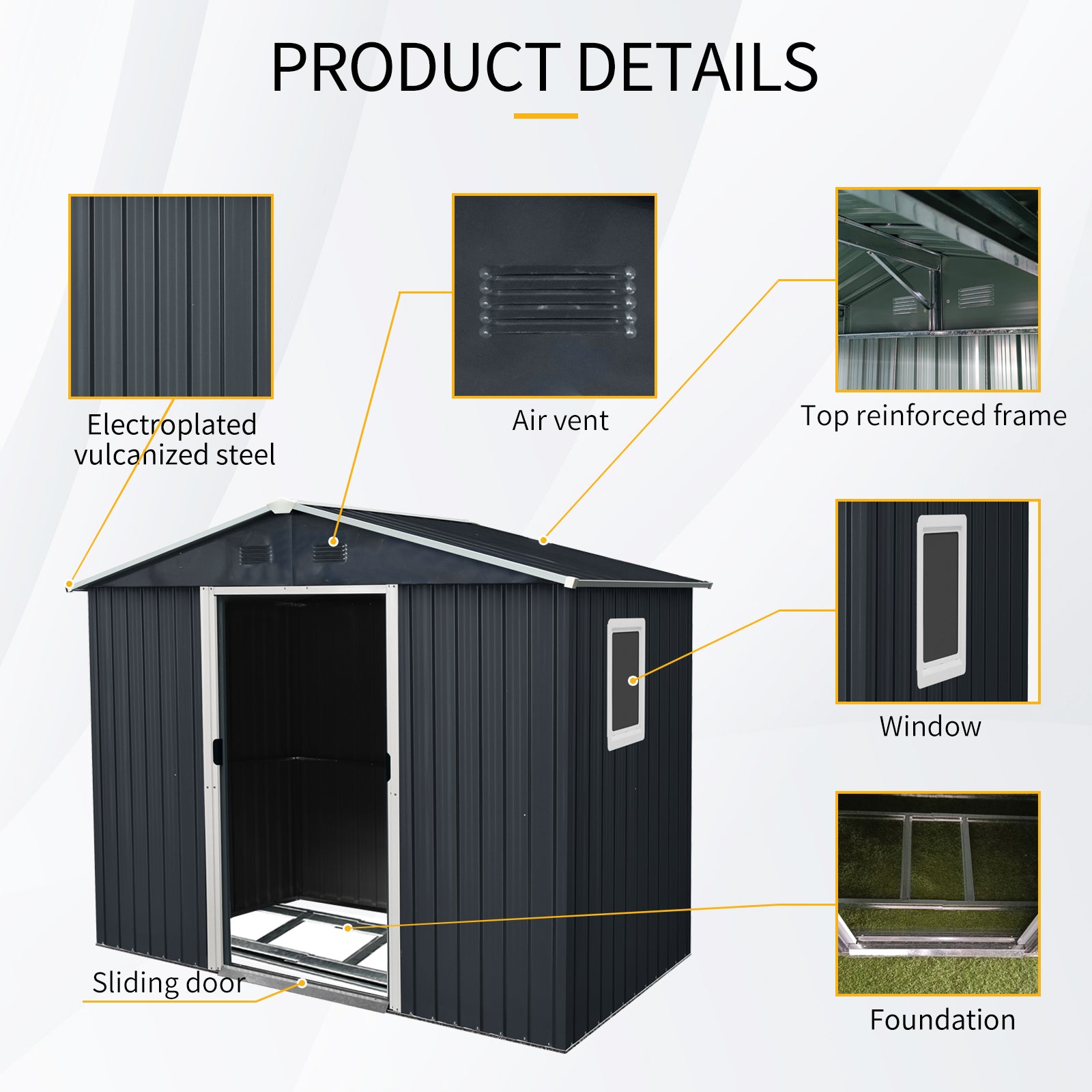 8ft x 4ft Outdoor Metal Storage Shed