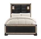 Lively Black/Gold Full Bed With Lamps