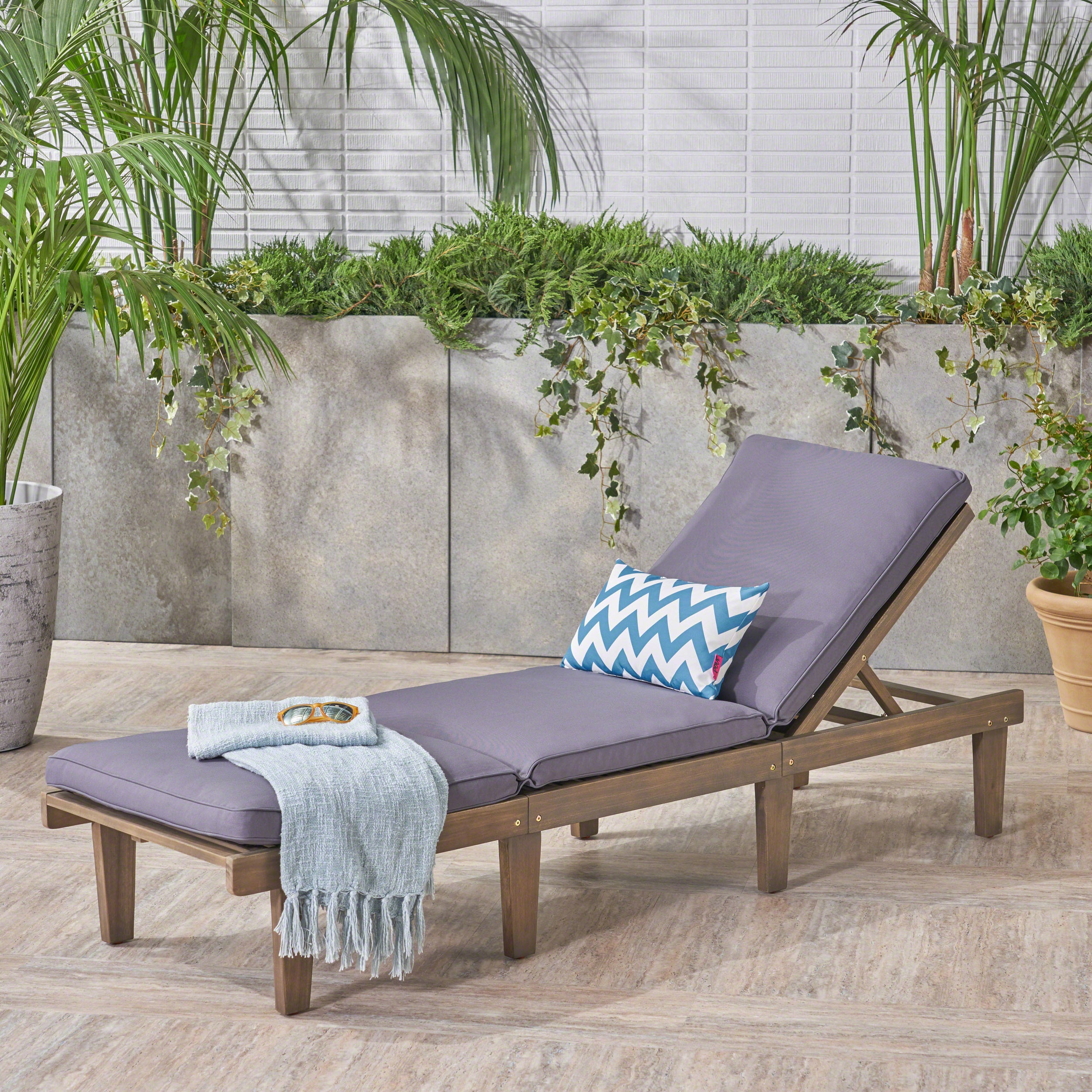 Ariana KD Wood Chaise Lounge With Cushion