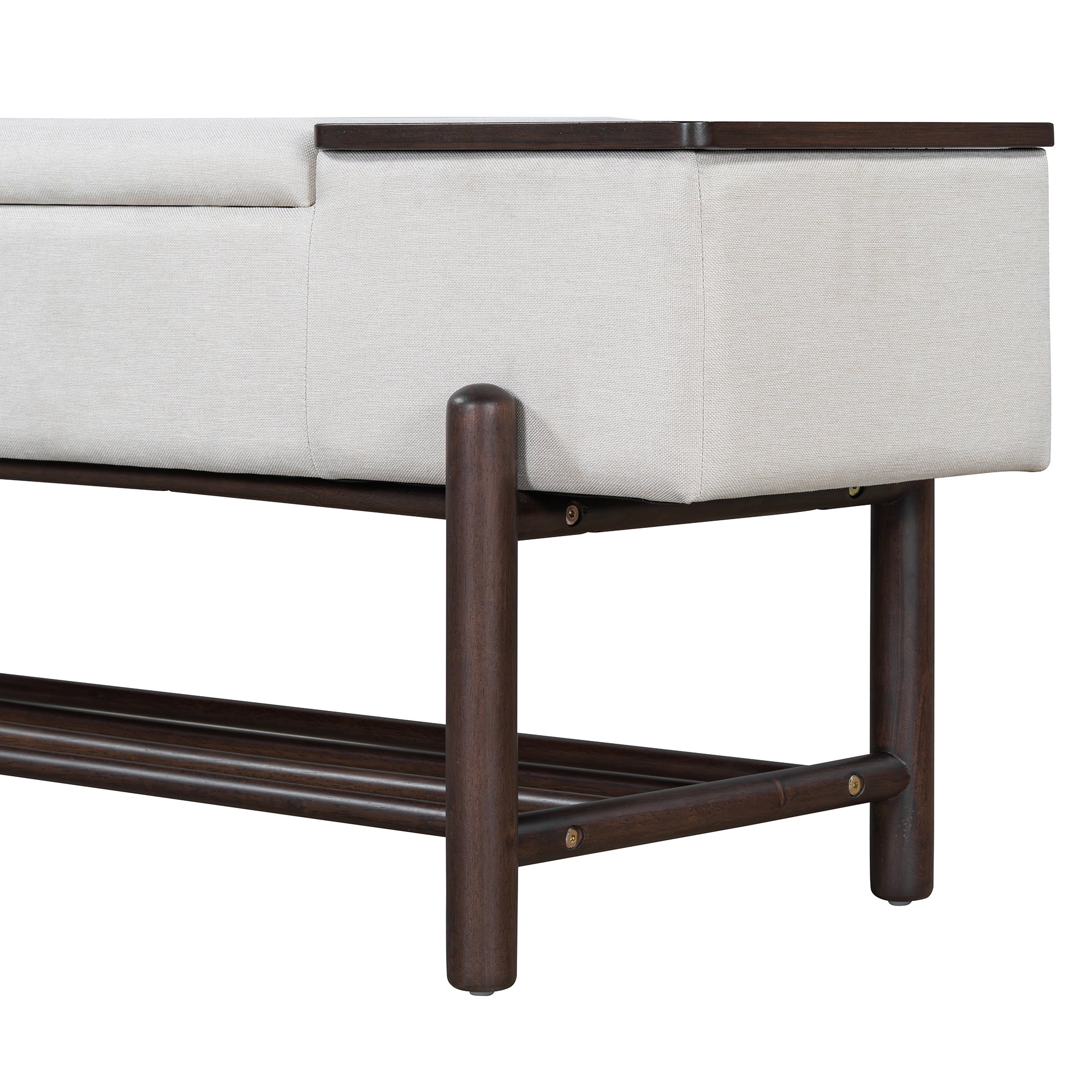 TREXM Farmhouse Upholstered Storage Bench