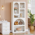 70.87” Tall White Geometric Arched 5-Shelf Art Display Bookcase