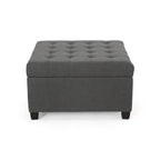 Upholstered Tufted Fabric Storage Ottoman