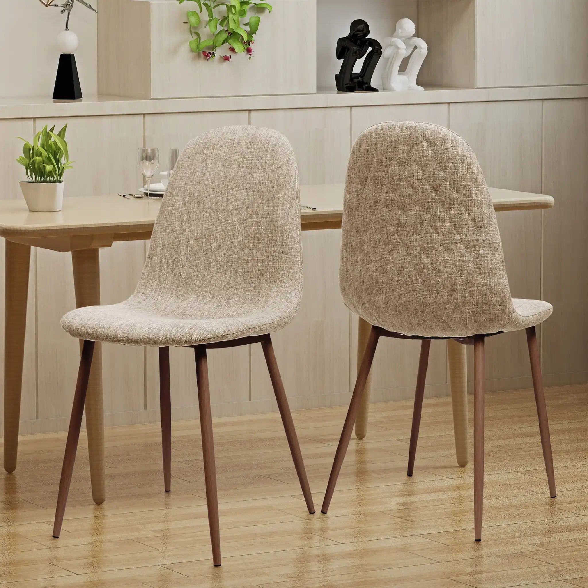 Elegant Dining Chair Set With Fabric Upholstery