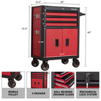 28 Inch 3-Drawer Rolling Tool Chest with Wheels