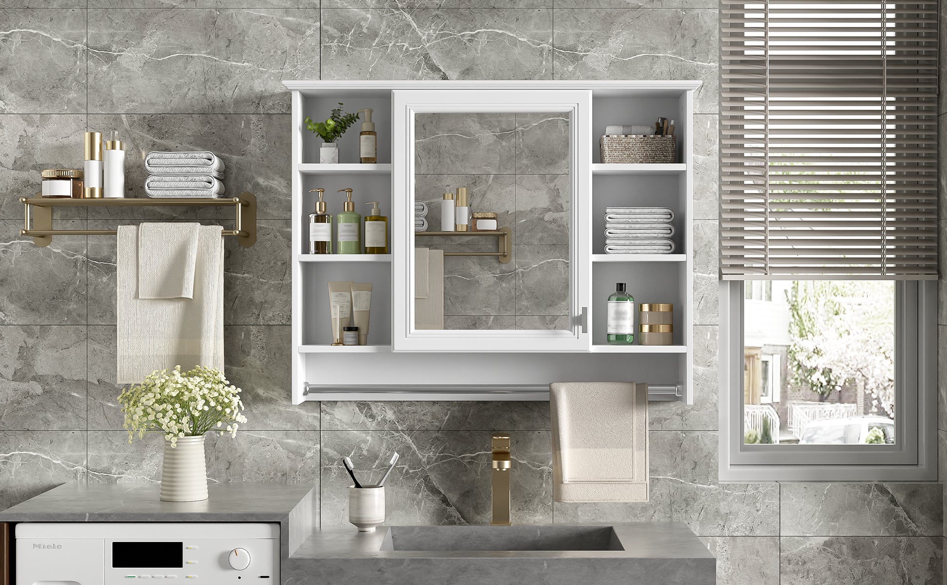 3-in-1 Bathroom Mirror Cabinet