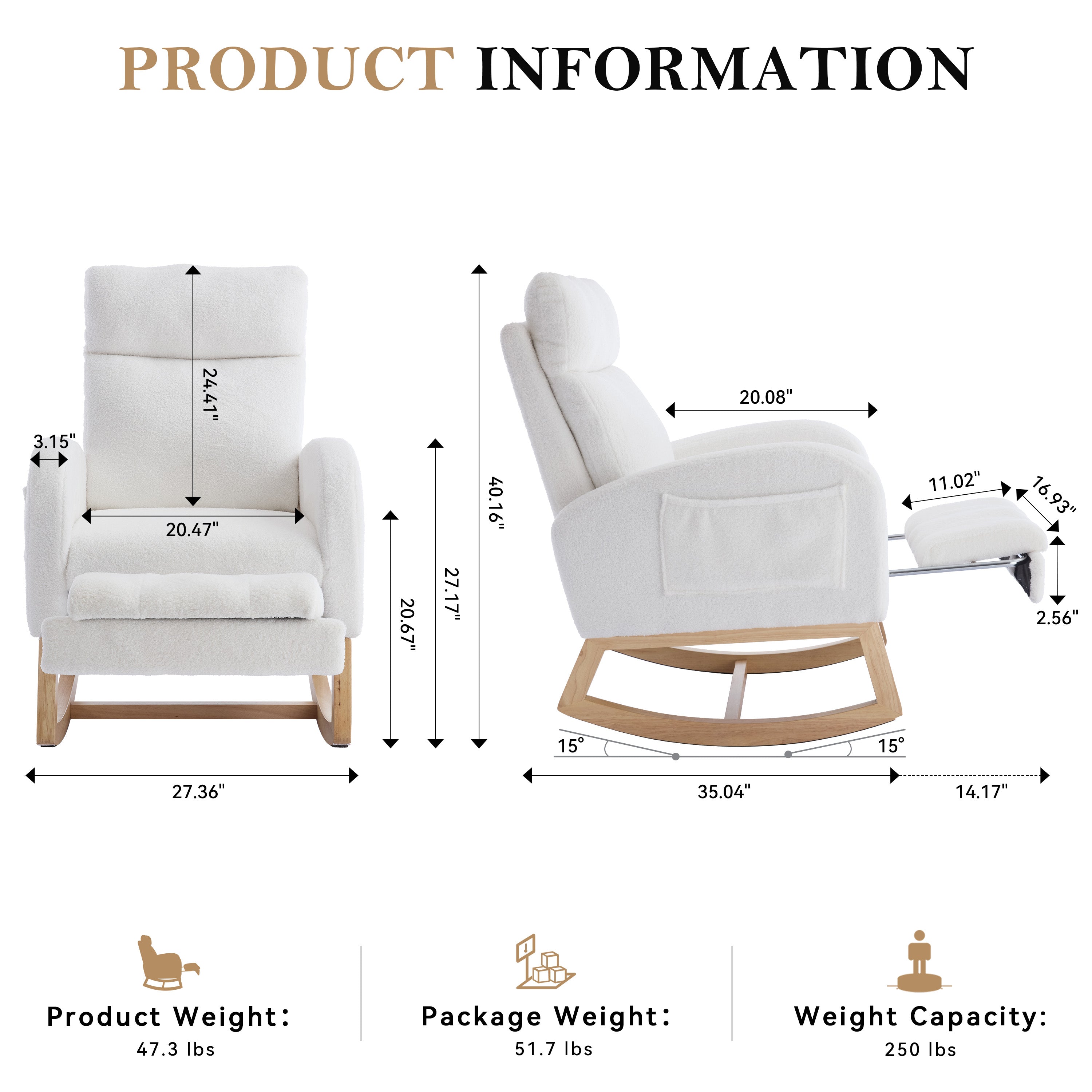 Teddy Fabric Leisure Rocking Chair