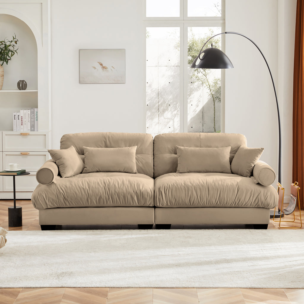 Large Size Modern Two-Seater Sofa with Bolstered Armrests
