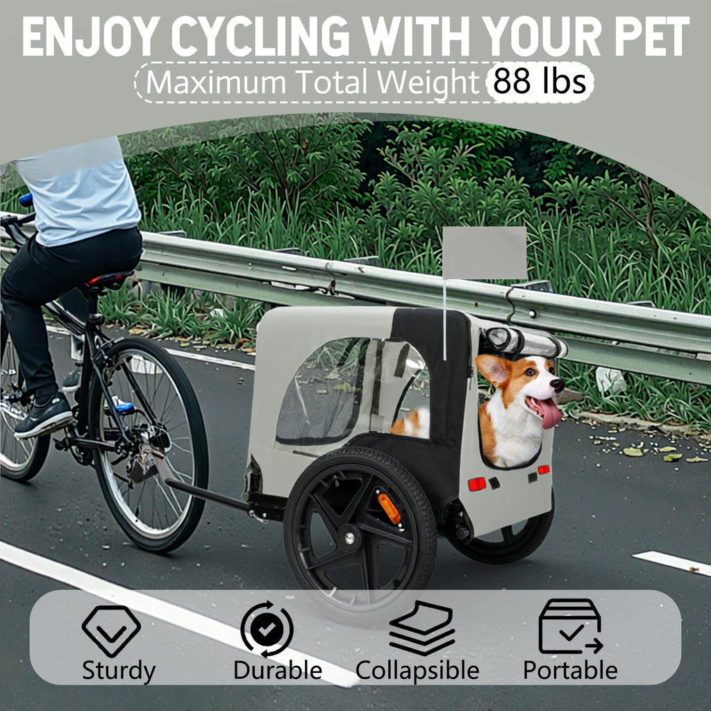 Outdoor Heavy Duty Collapsible Pet Bike Trailer