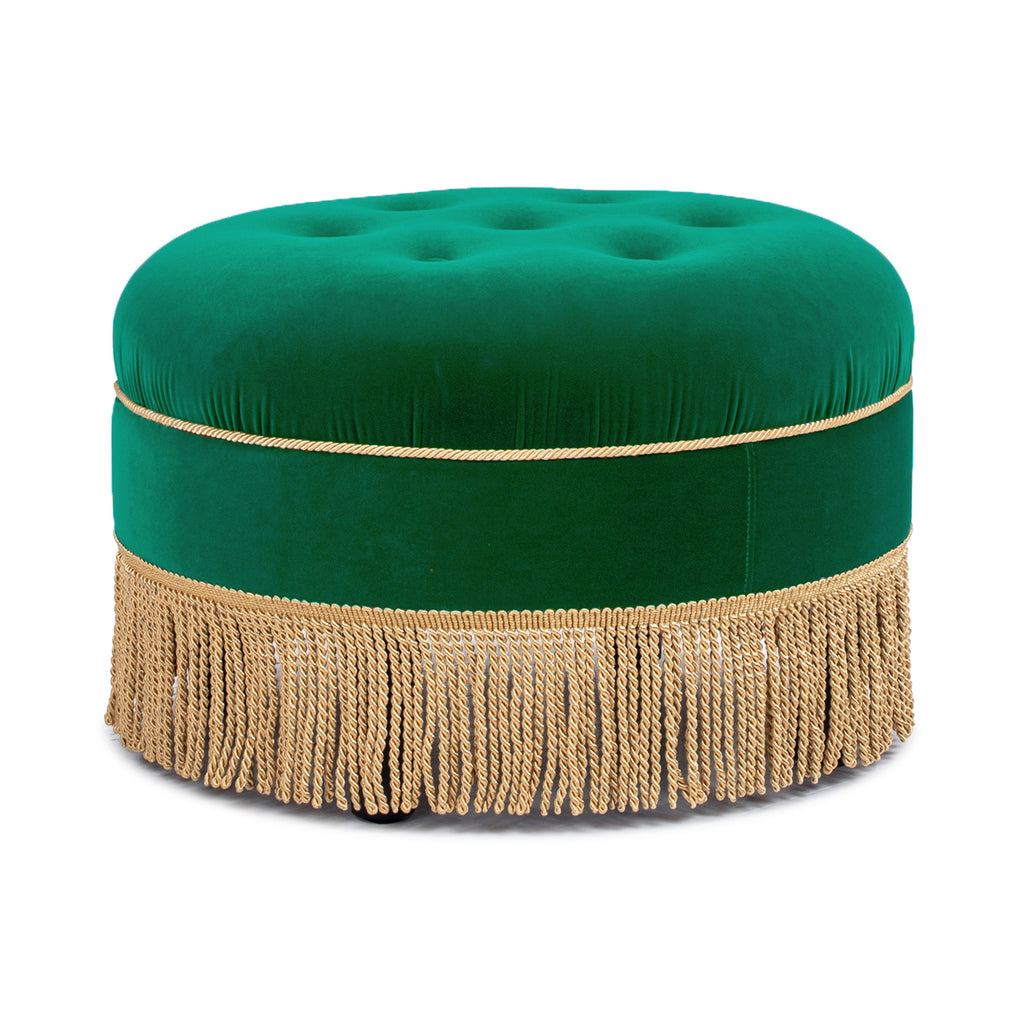 Yolanda 24" Round Upholstered Accent Ottoman, Ultramarine
