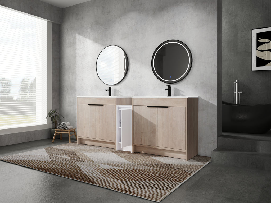 84 Inch Freestanding Bathroom Vanity with Ceramic Sink