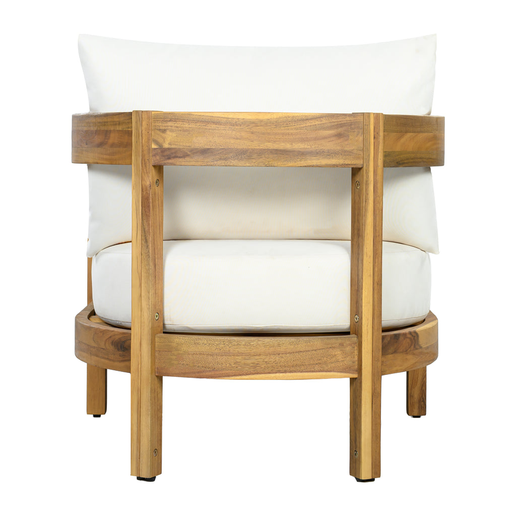 78" Acacia Wood Outdoor Chaise Lounge Chair with Curved Frame