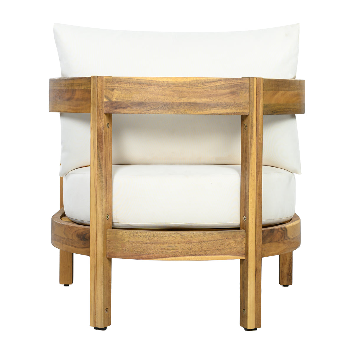 78" Acacia Wood Outdoor Chaise Lounge Chair with Curved Frame