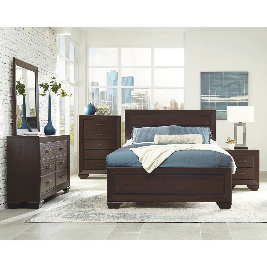 Villeparisis Dark Cocoa Eastern King Panel Bed