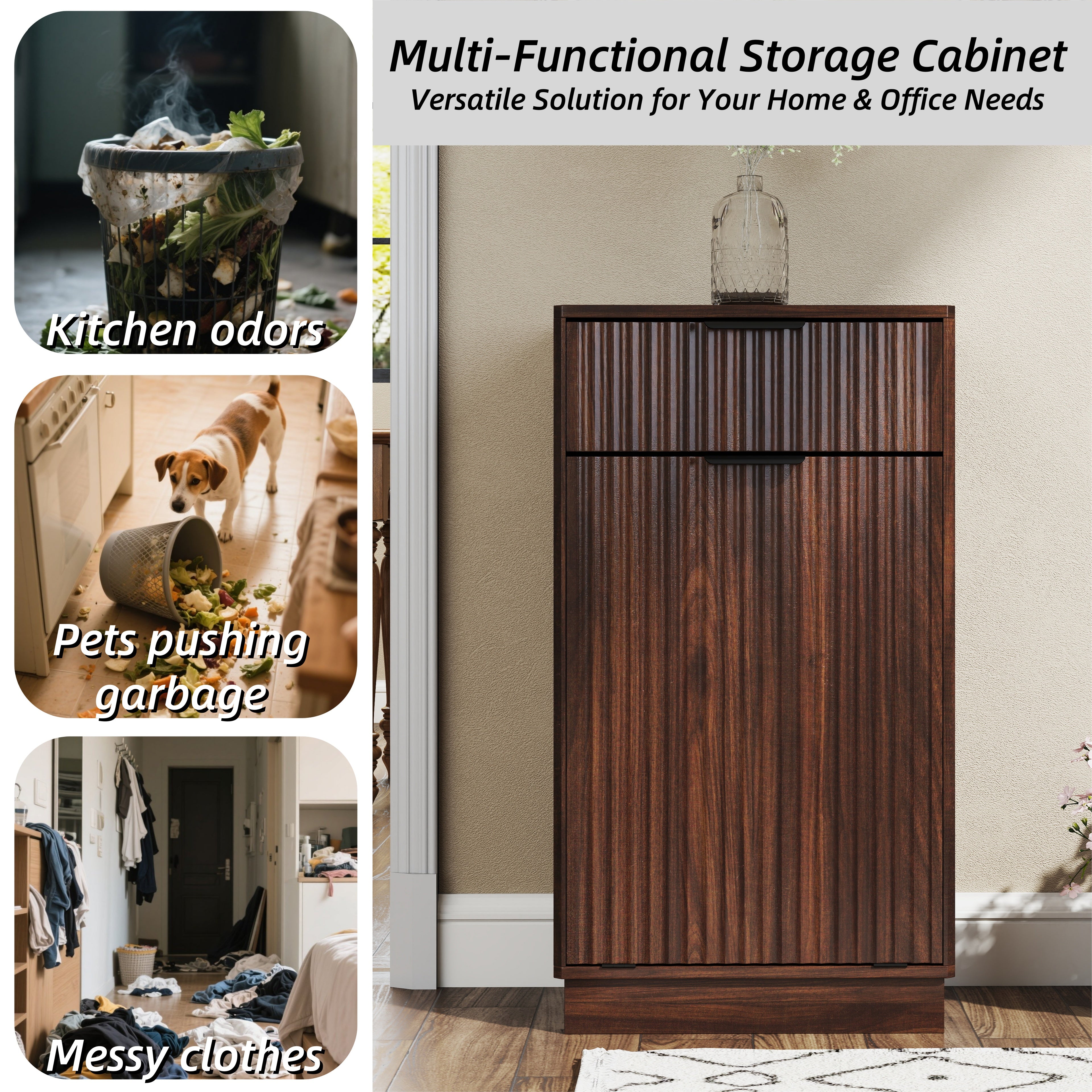 10-Gallon Woodgrain Tilt-Out Trash Can Cabinet