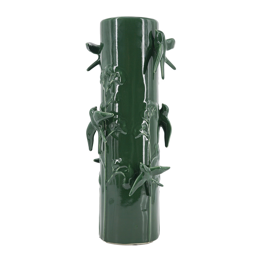 Tall Ceramic Vase - Deep Forest Green