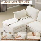 104" Plush Cloud 3 Seater Sofa: Modular 3 Seater Sofa + Ottoman
