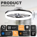 19.7'' LED Ceiling Fan Light with Remote & App Control