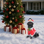 Christmas Dog Statue, Holiday Dog Figurine