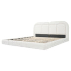 King Size Boucle Upholstered Platform Bed with Tufted Headboard