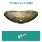 Artistic Tempered Glass Elegant Gold-Foil Glass Vessel Sink