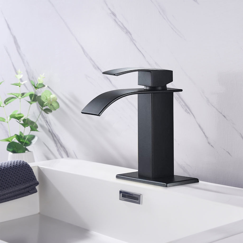 Waterfall Spout Bathroom Sink Single Handle Faucet