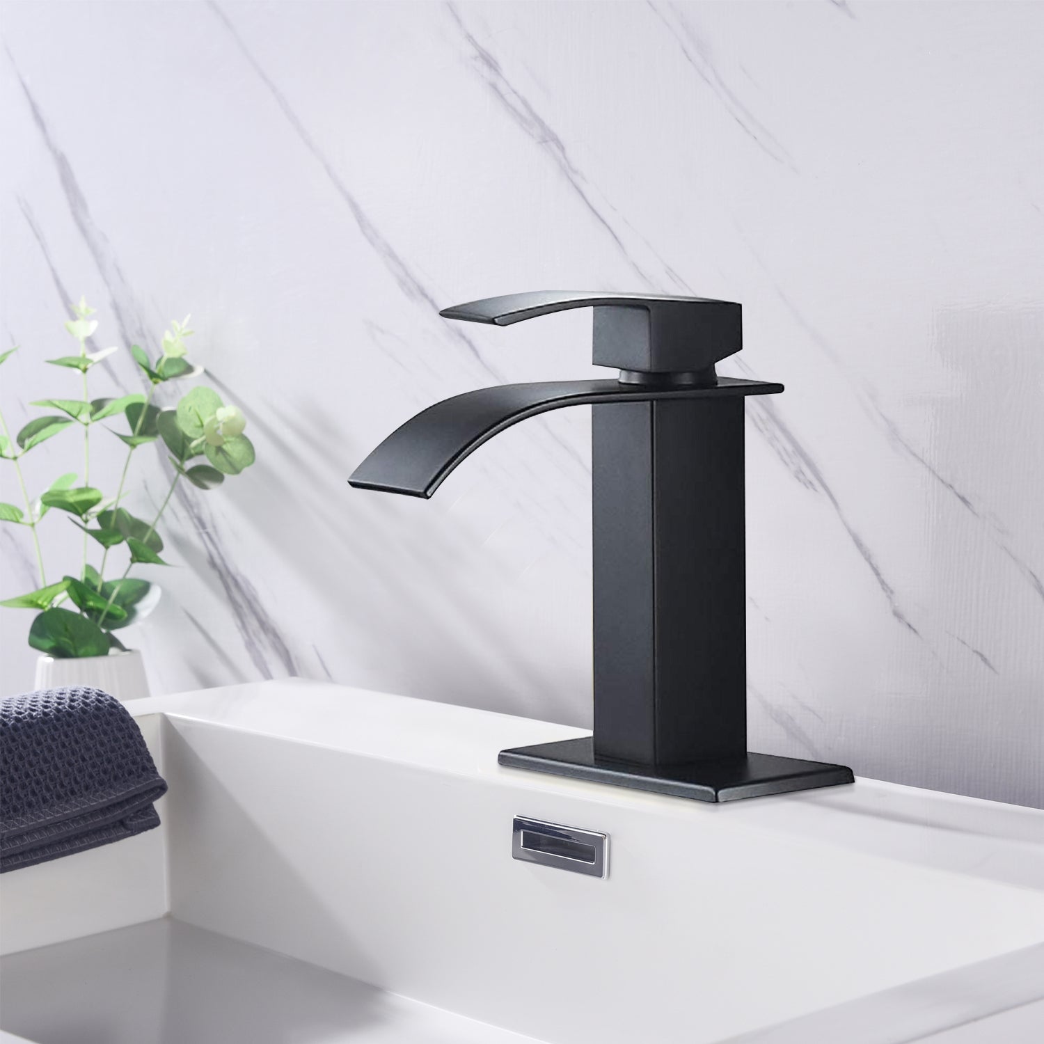 Waterfall Spout Bathroom Sink Single Handle Faucet