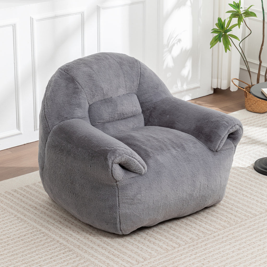 Comfy Faux Fur Bean Bag Chair with Back Support