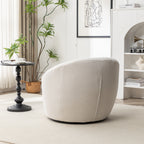 Winnie Modern Teddy Fabric Barrel Chair, 360° Swivel