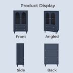 46.5" Glass Display Cabinet with Ribbed Glass Doors